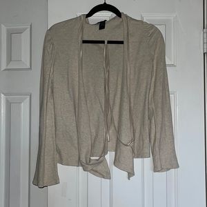 DKNY Active tan oatmeal color wrap top. Size Medium